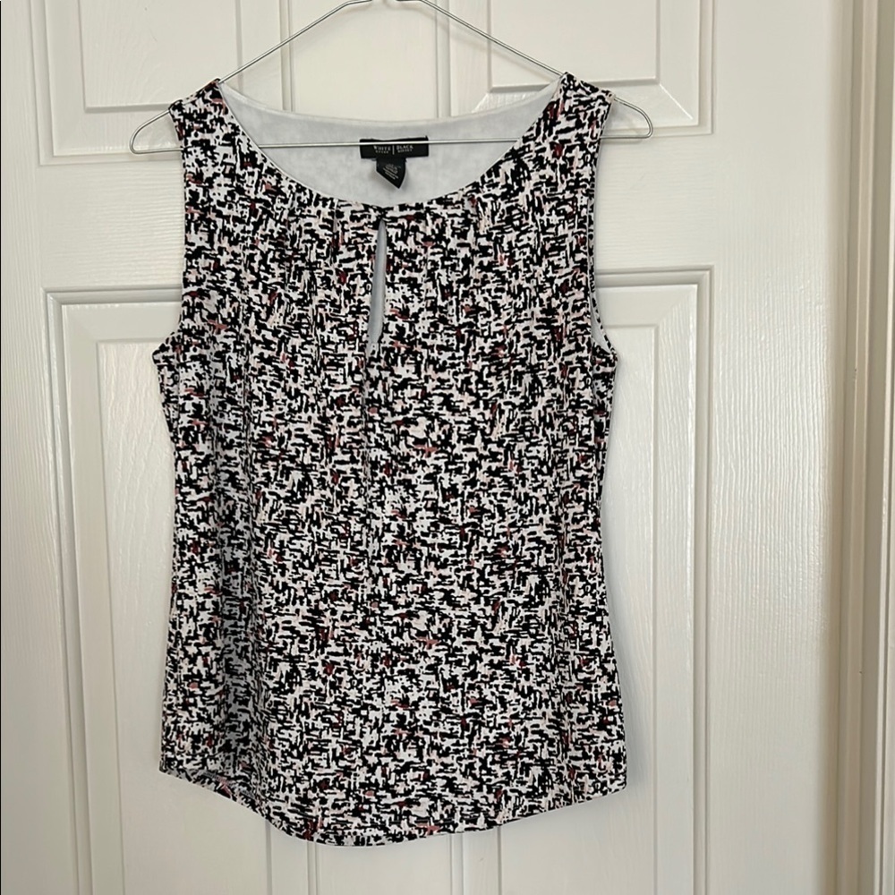 White House Black Market Black / Pink / White Fitted Sleeveless Blouse Sz XS